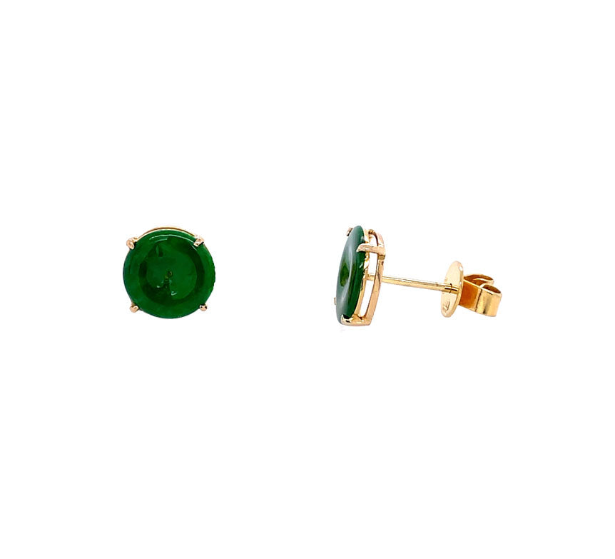 Imperial Jade Stud Earrings 18K Yellow Gold