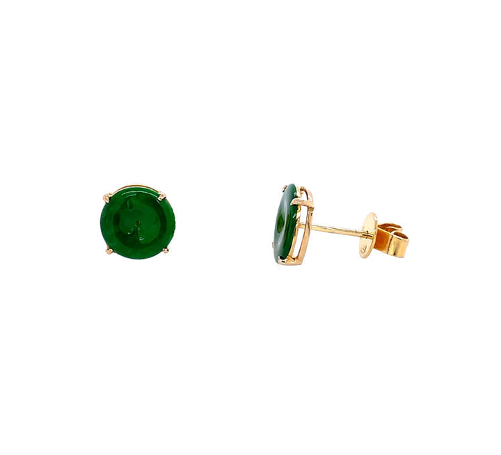 Imperial Jade Stud Earrings 18K Yellow Gold