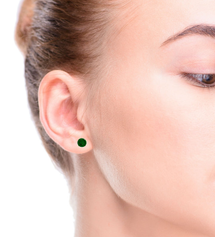 Imperial Jade Stud Earrings 18K Yellow Gold