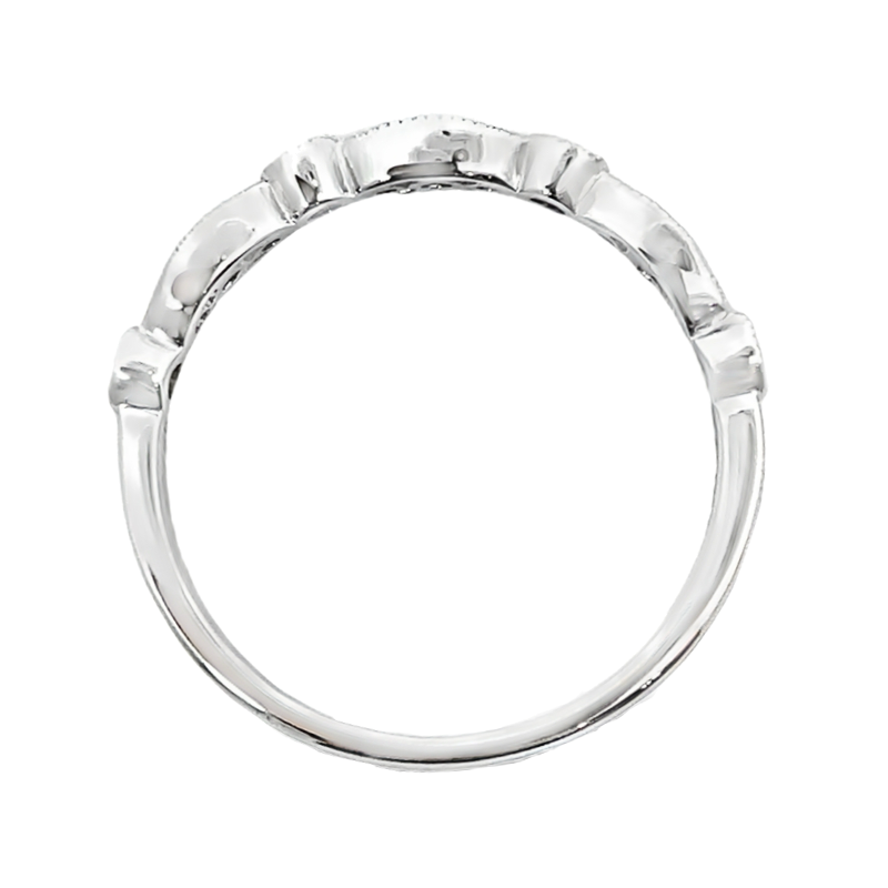 Emerald Diamond Alternating Band 14K White Gold .15CT