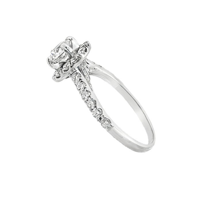 Halo Cushion Cut Diamond Engagement Ring 14K White Gold .64CT