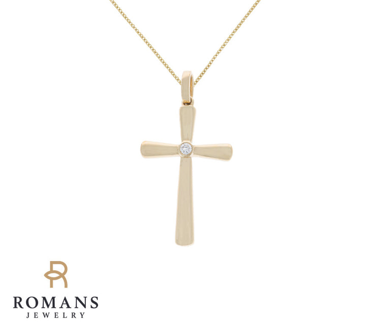 Diamond Cross Pendant 14K Yellow Gold