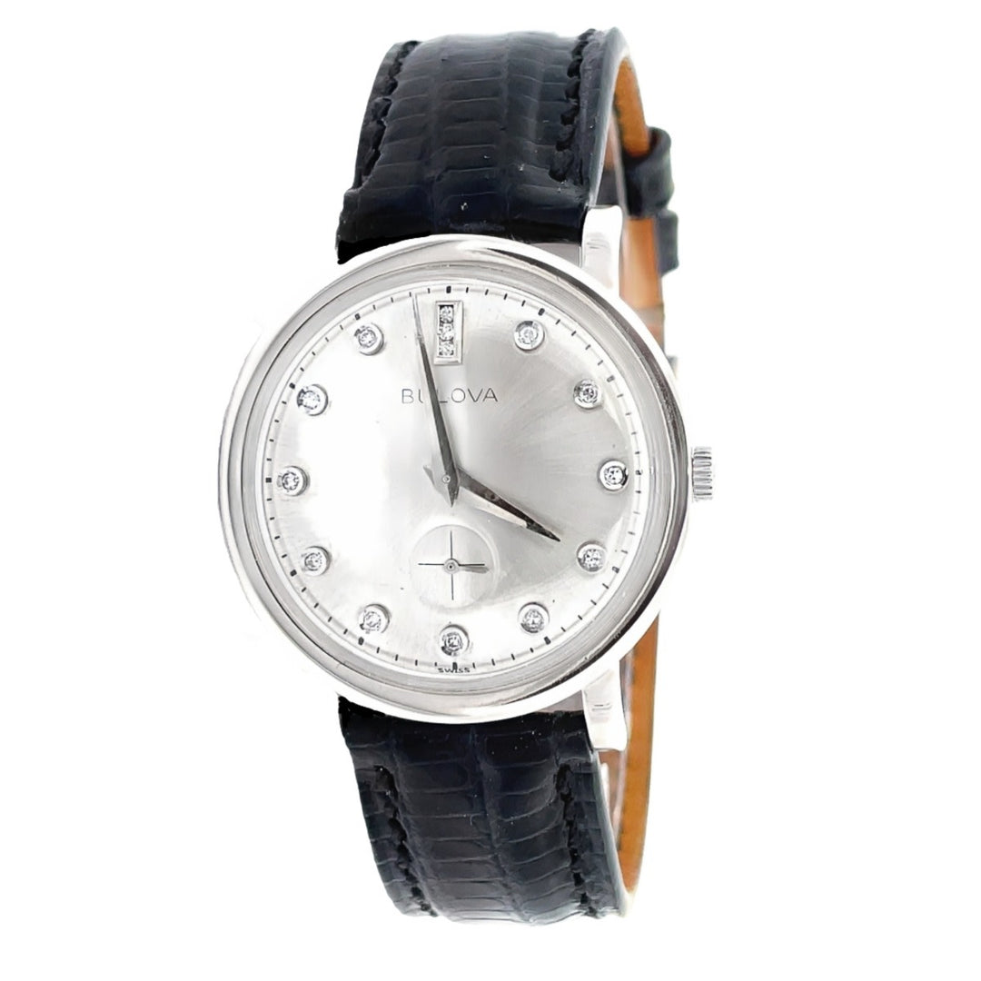 Bulova 1955 Vintage Mens 14K White Gold Diamond Watch