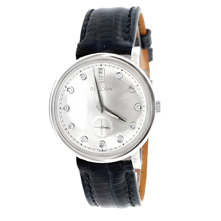 Bulova 1955 Vintage Mens 14K White Gold Diamond Watch
