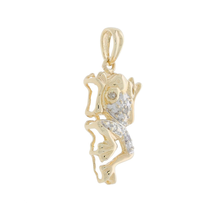 Frog Diamond Pendant 10K Yellow Gold