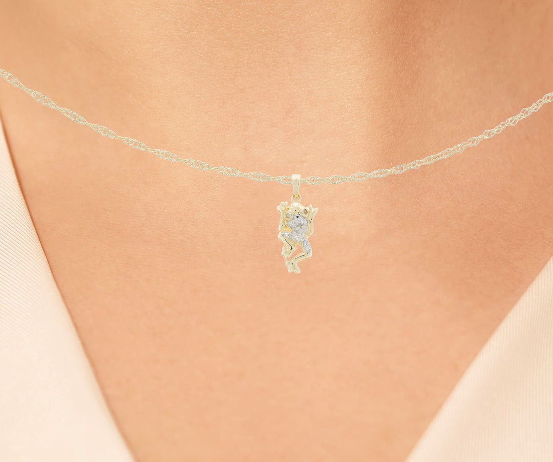 Frog Diamond Pendant 10K Yellow Gold