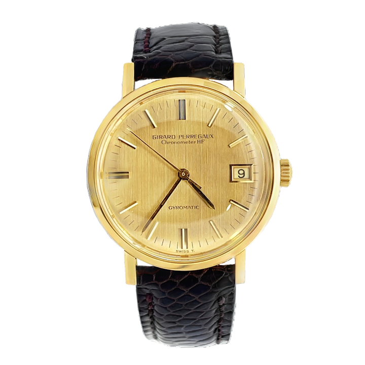 RARE Girard Perregaux Watch Chronomater HF Gyromatic 18K Gold Vintage 1960's