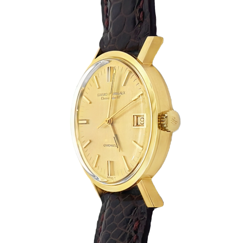 RARE Girard Perregaux Watch Chronomater HF Gyromatic 18K Gold Vintage 1960's