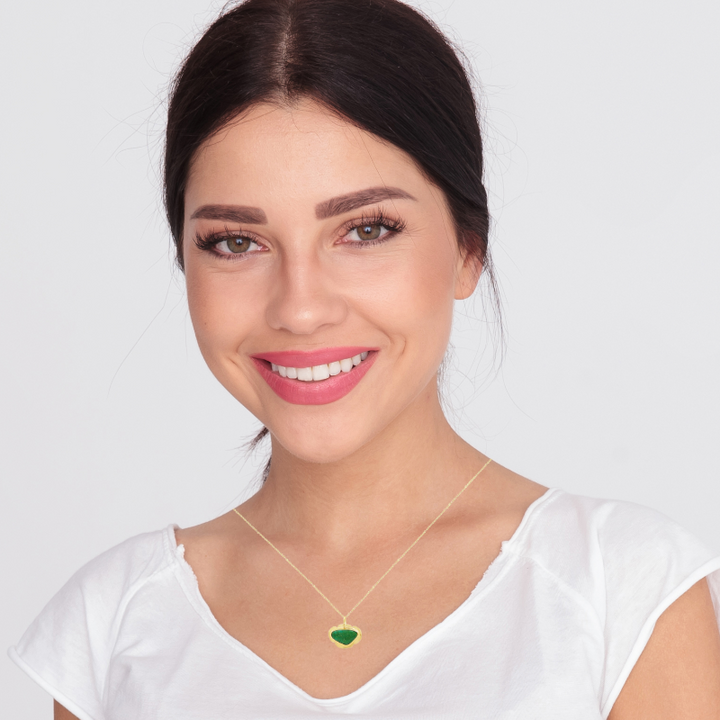 Green Turquoise Pendant 14K Yellow Gold