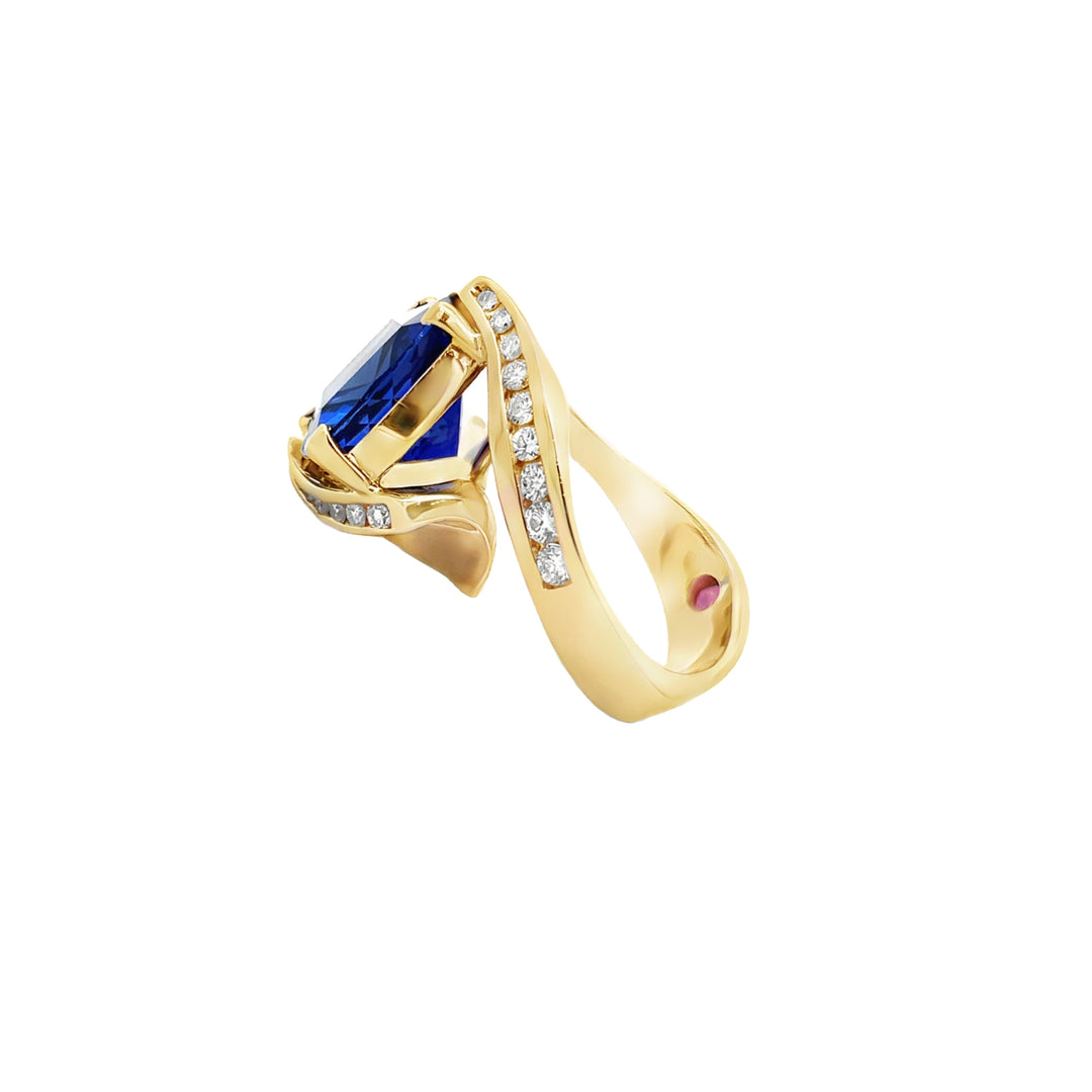 Tanzanite Diamond Ring 14K Yellow Gold 12.45 CT GIA
