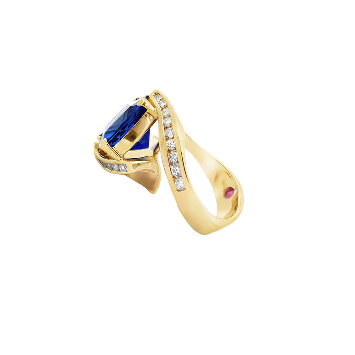 Tanzanite Diamond Ring 14K Yellow Gold 12.45 CT GIA