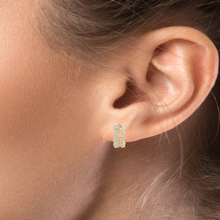 Abstract Diamond Half Hoop 14K Yellow Gold Earrings 0.57 CTW