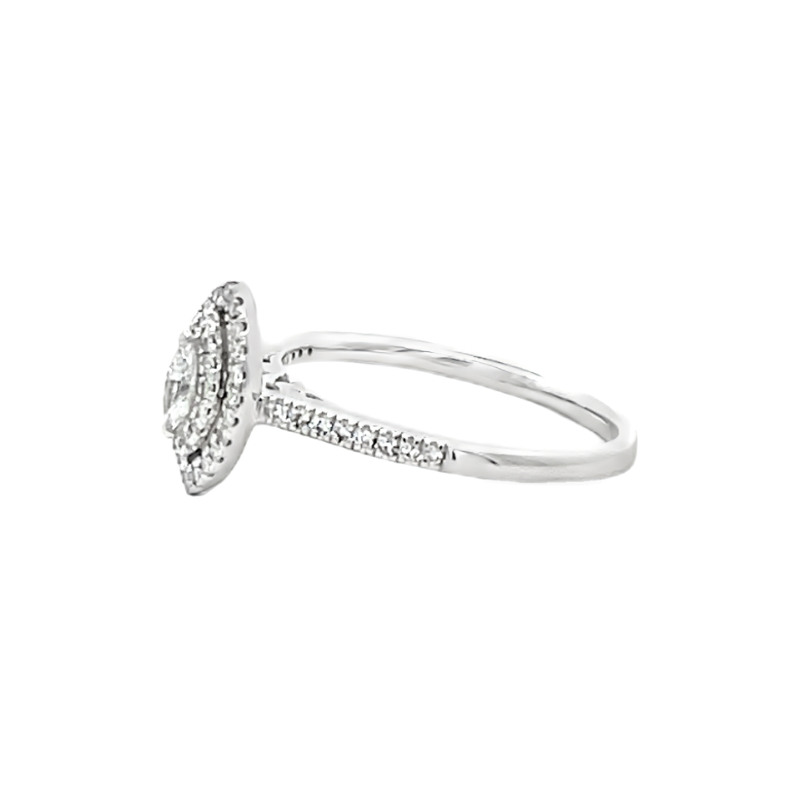 Marquise Diamond Halo Ring 14K White Gold .40CTW