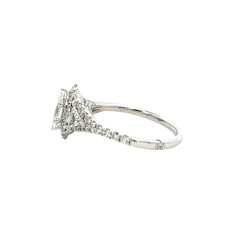 Marquise Halo Engagement Ring 18K White Gold 1.47CTW