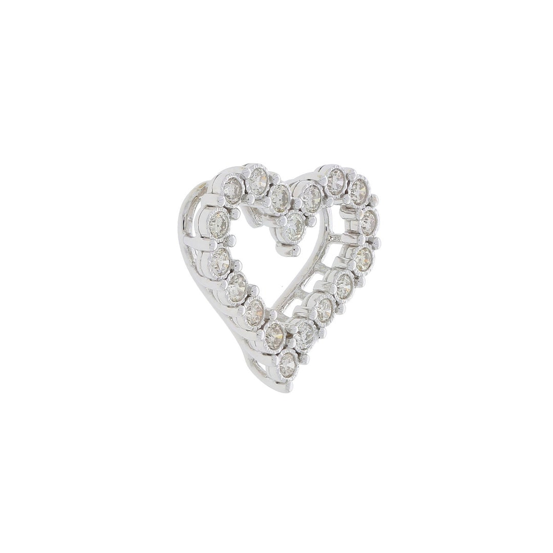 Diamond Heart Pendant Necklace 14K White Gold .45CTW