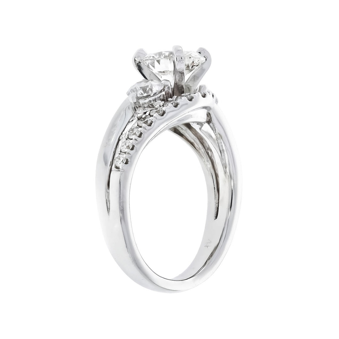 Oval Diamond Swirl Engagement Ring 14K White Gold .73 CT