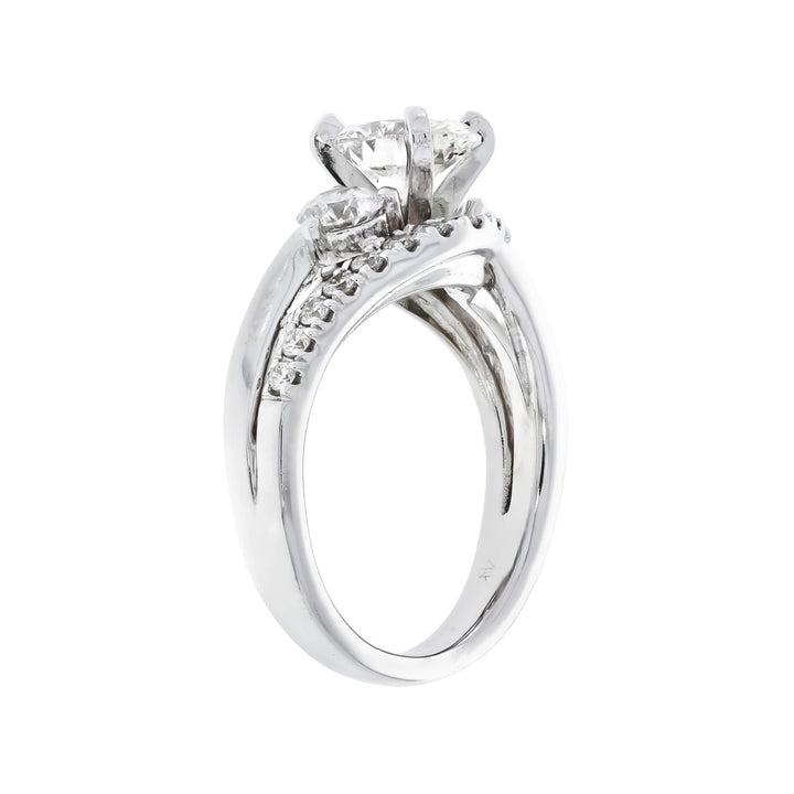 Oval Diamond Swirl Engagement Ring 14K White Gold .73 CT