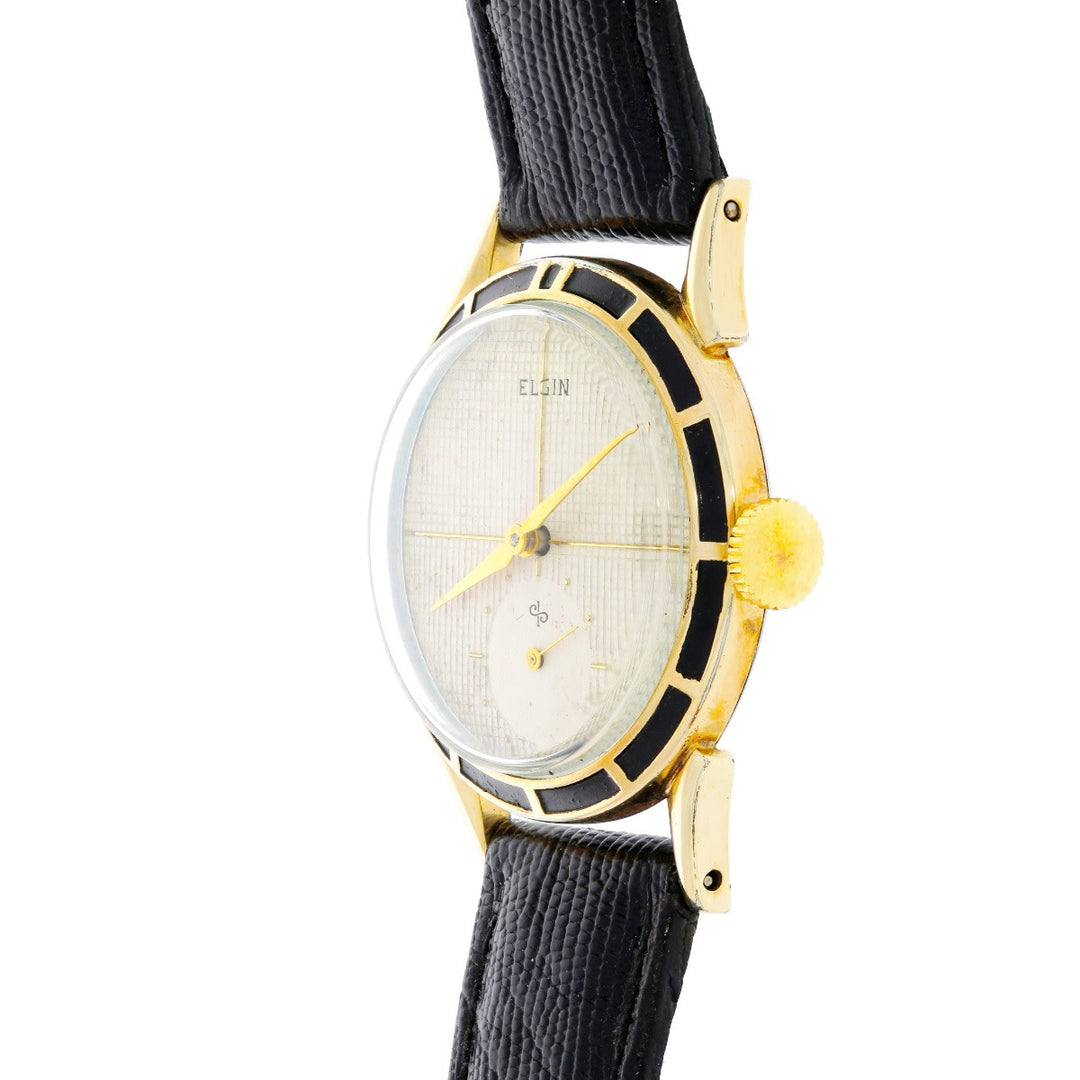 Elgin Enamel Bezel & Crosshair Dial Mens Watch Cal. 712 1940s
