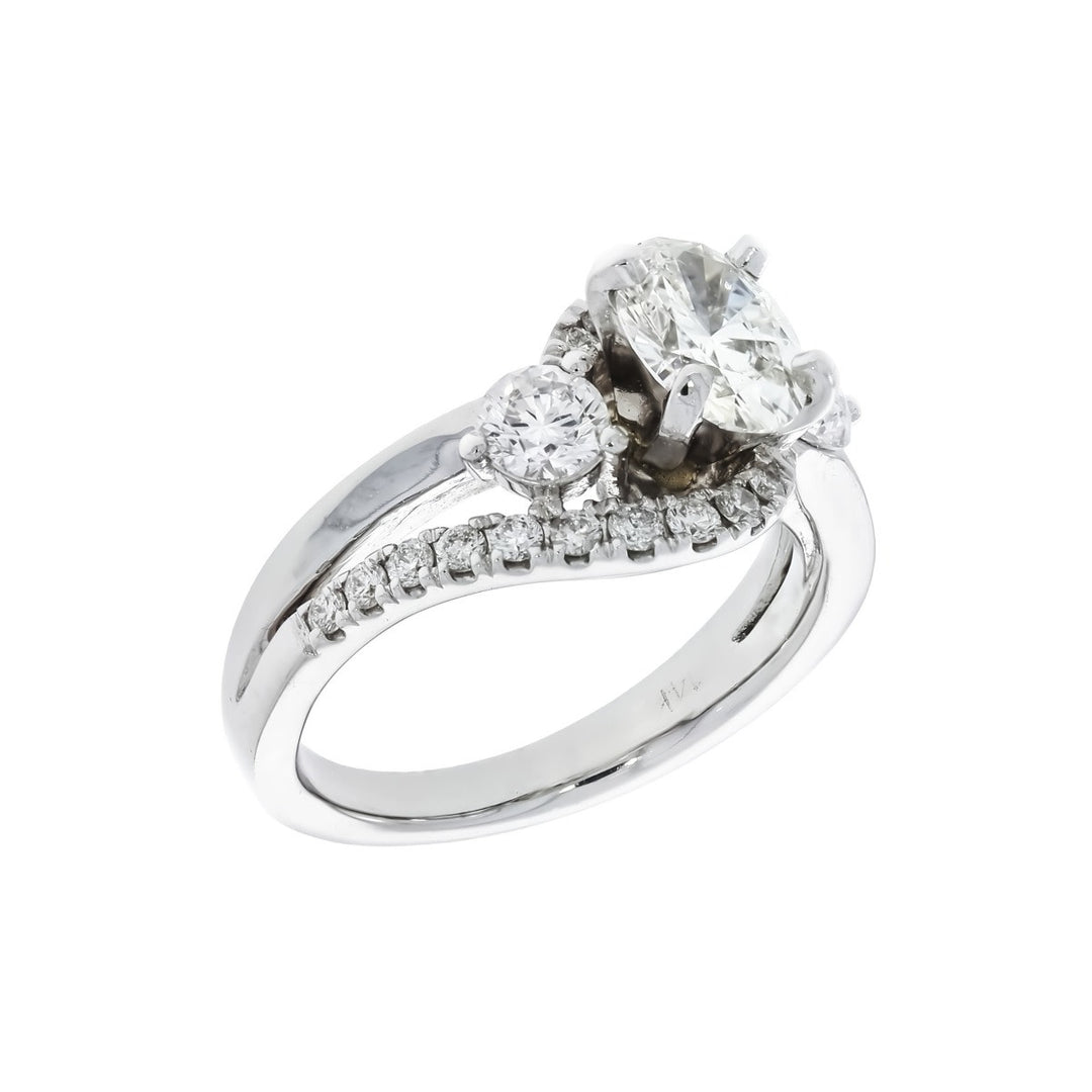 Oval Diamond Swirl Engagement Ring 14K White Gold .73 CT