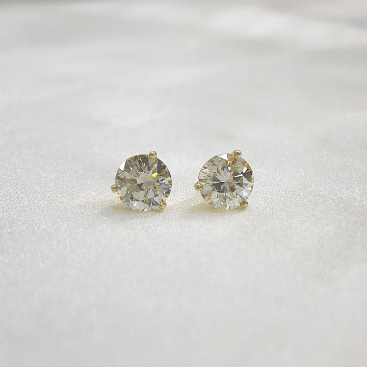 Diamond Studs 14K Yellow Gold 3.09CTW