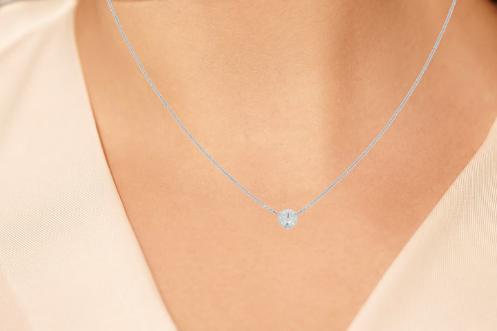 Diamond Solitare Necklace 14K White Gold .53CT