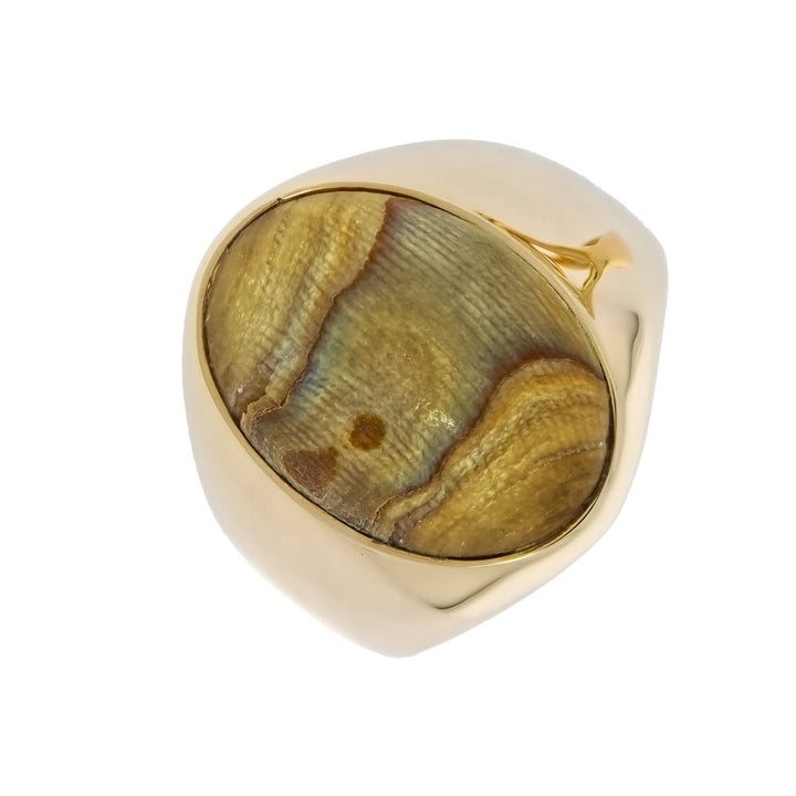 Jasper Stone Men's Ring 14K Yellow Gold
