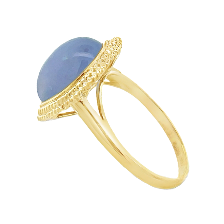 Lavender Jade Pear Shape Ring 14K Yellow Gold