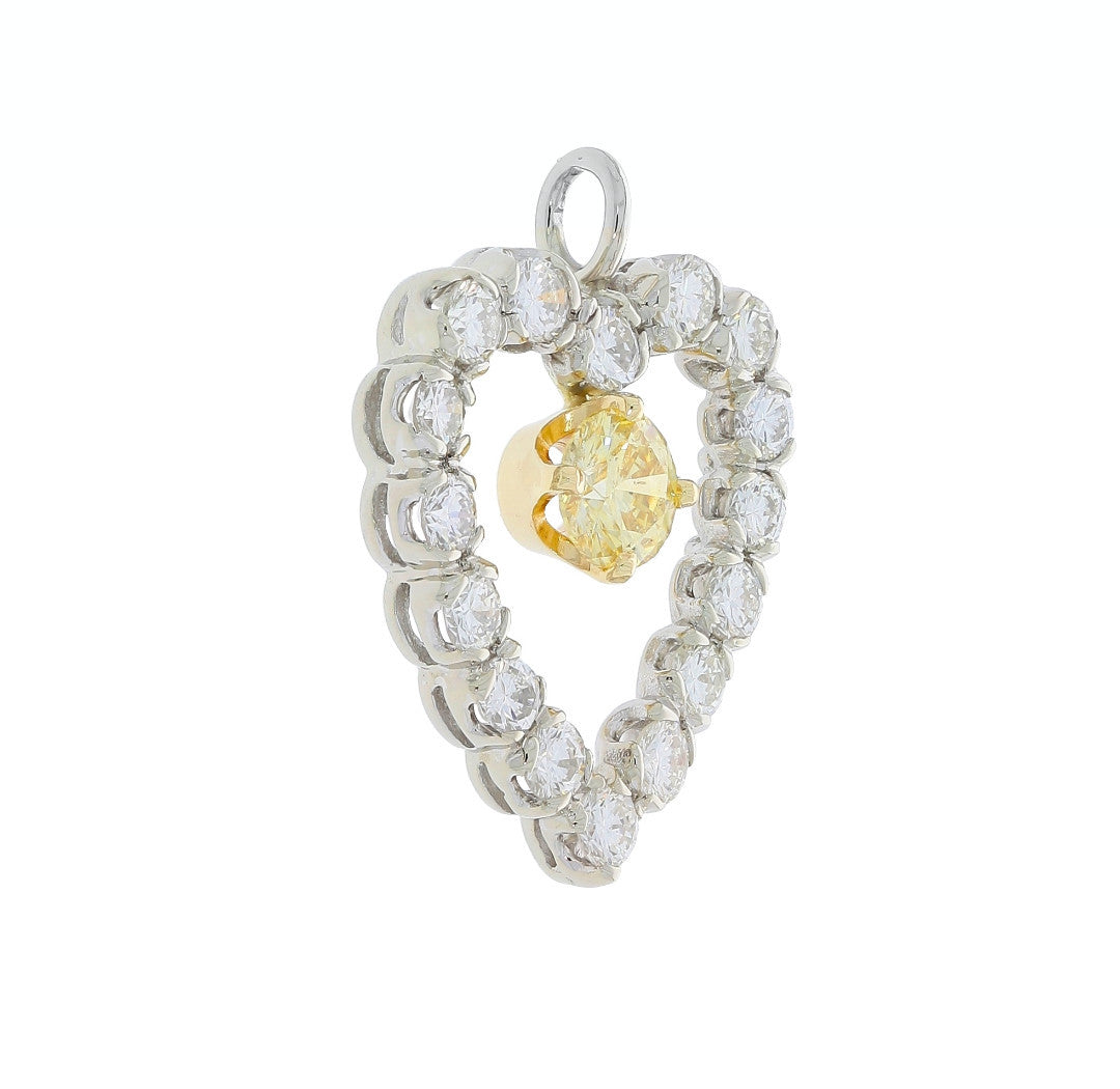 Diamond Heart Pendant 14K White Gold 1.71CTW