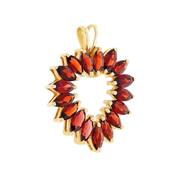 Garnet Heart Pendant Necklace 14K Yellow Gold 5.27CTW