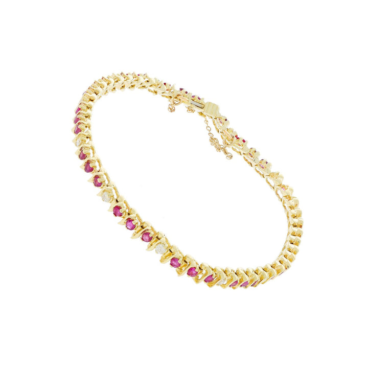 Ruby Diamond Bracelet 14K Yellow Gold