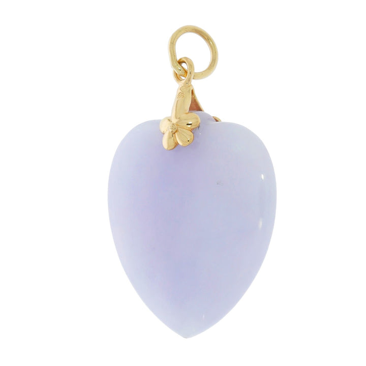 Lavender Jade Heart Pendant 18K Yellow Gold