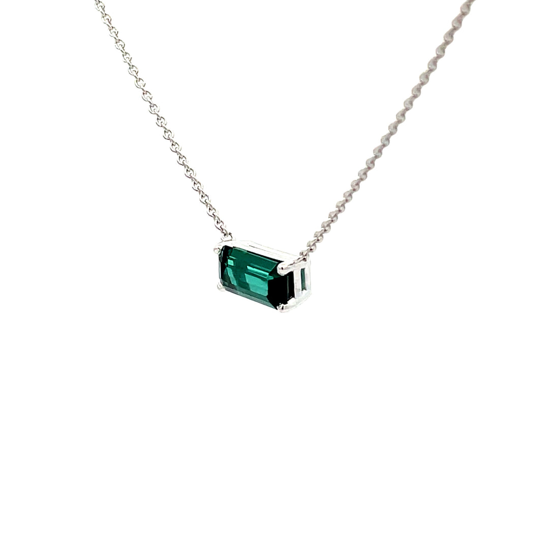 Floating Tourmaline Necklace 14K White Gold 1.01CT