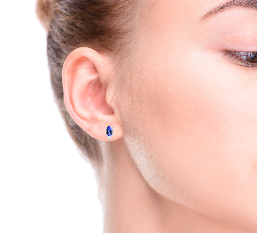 Tanzanite Diamond Stud Earrings 14K White Gold 1.50CTW