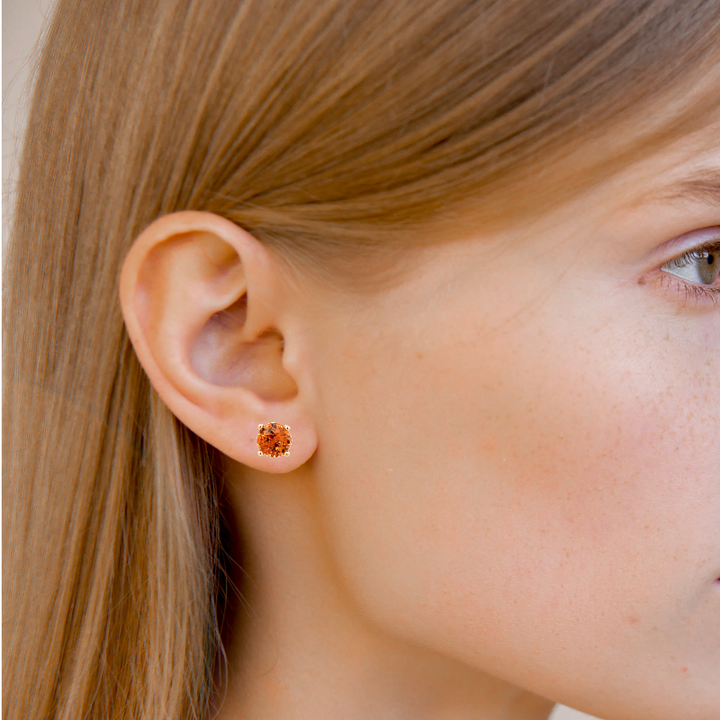 Spessartine Garnet Studs 14K Yellow Gold 2.60CTW