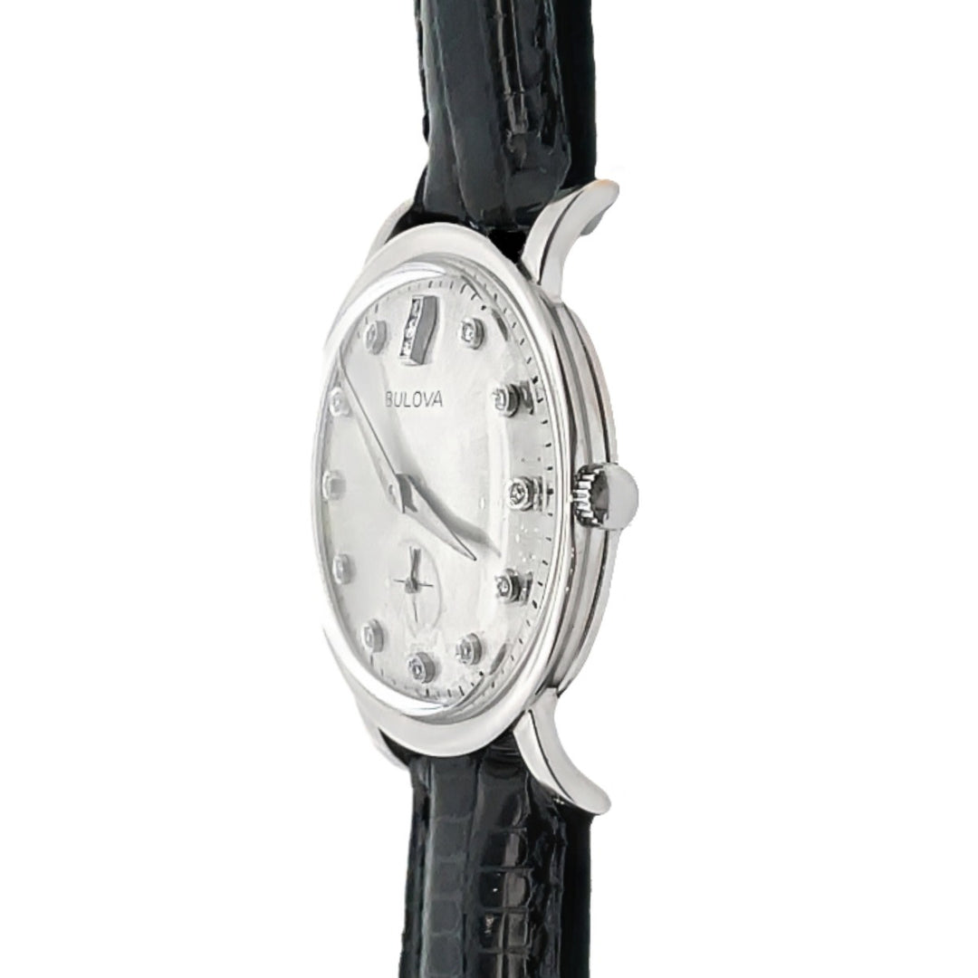 Bulova 1955 Vintage Mens 14K White Gold Diamond Watch
