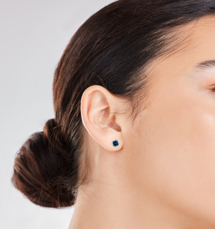 London Blue Topaz and Diamond Halo Stud Earrings 1.74CT