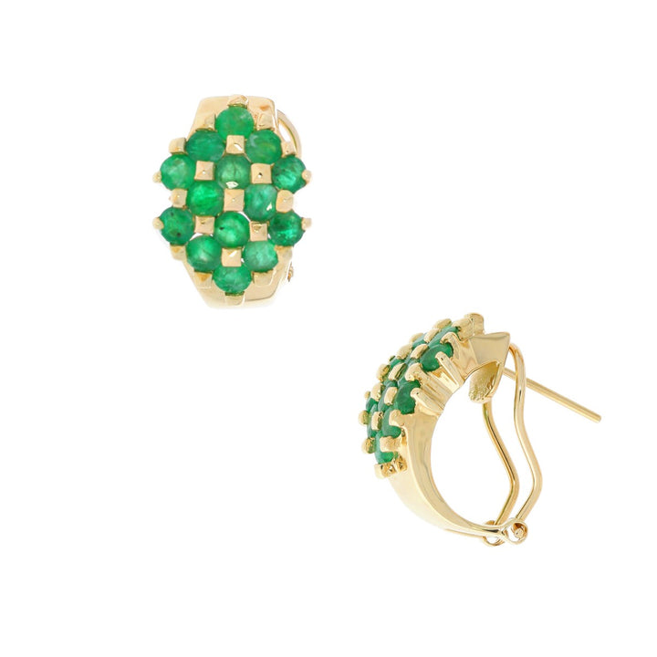 Emerald Huggies Earrings 14K Yellow Gold 1.68CTW