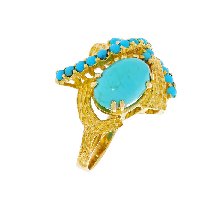 Turquoise Vintage Ring 22K Yellow Gold
