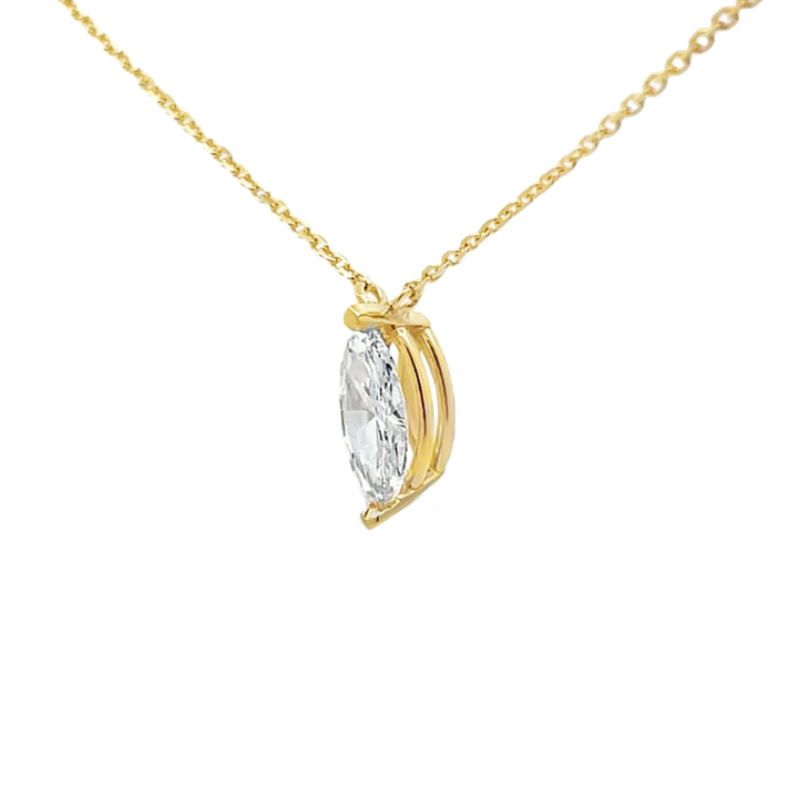 Marquise Diamond Floating Necklace 14K Yellow Gold .47CT