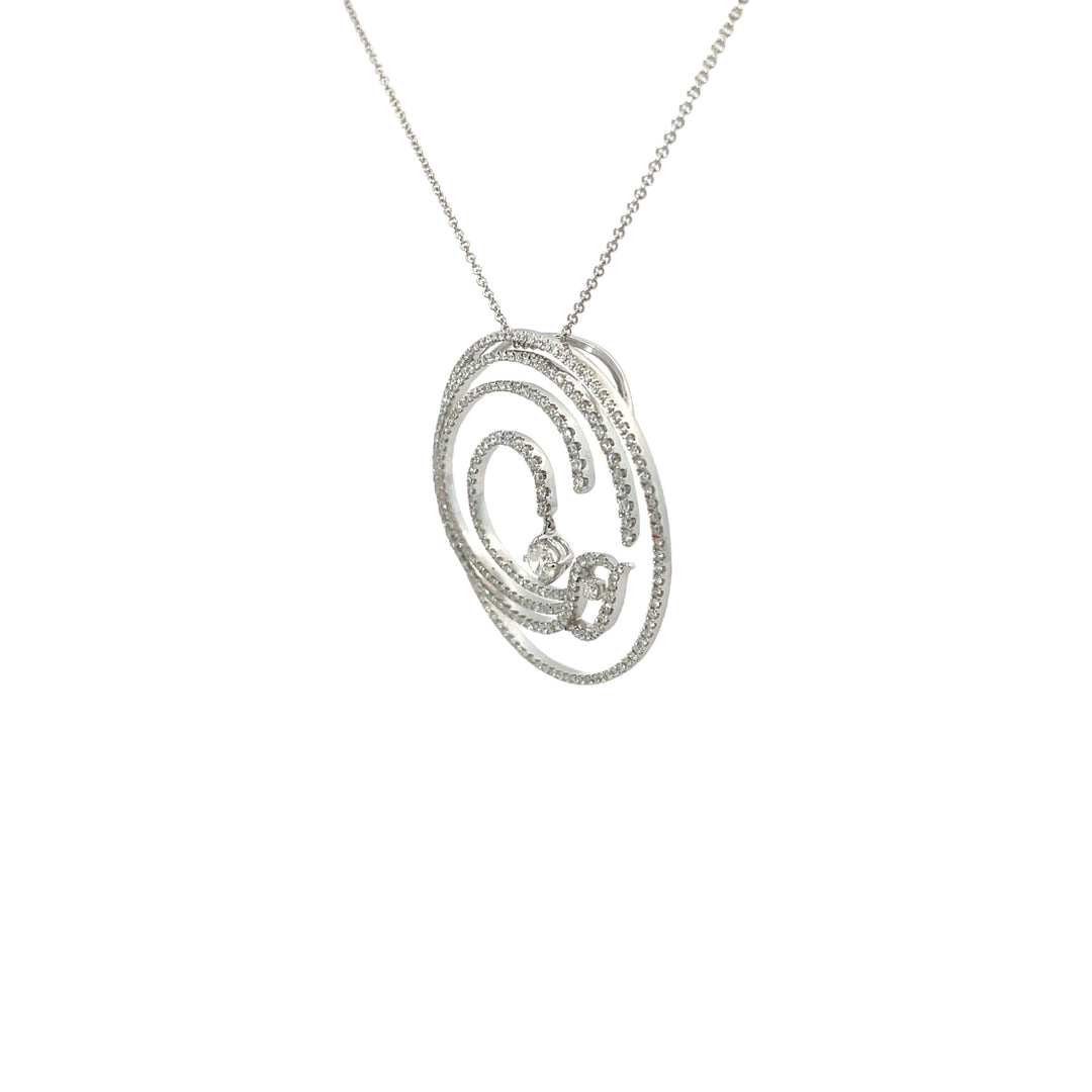 Diamond Circle Necklace 18K White Gold 1.32CTW
