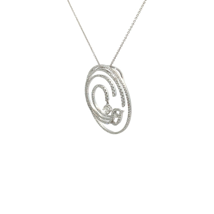 Diamond Circle Necklace 18K White Gold 1.32CTW