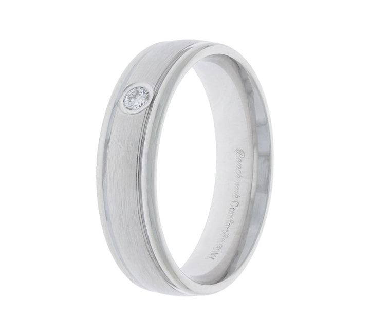 Men's Diamond Wedding Band 14K White Gold 6MM