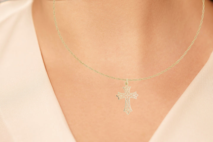 Filigree Cross Pendant 14K Yellow Gold