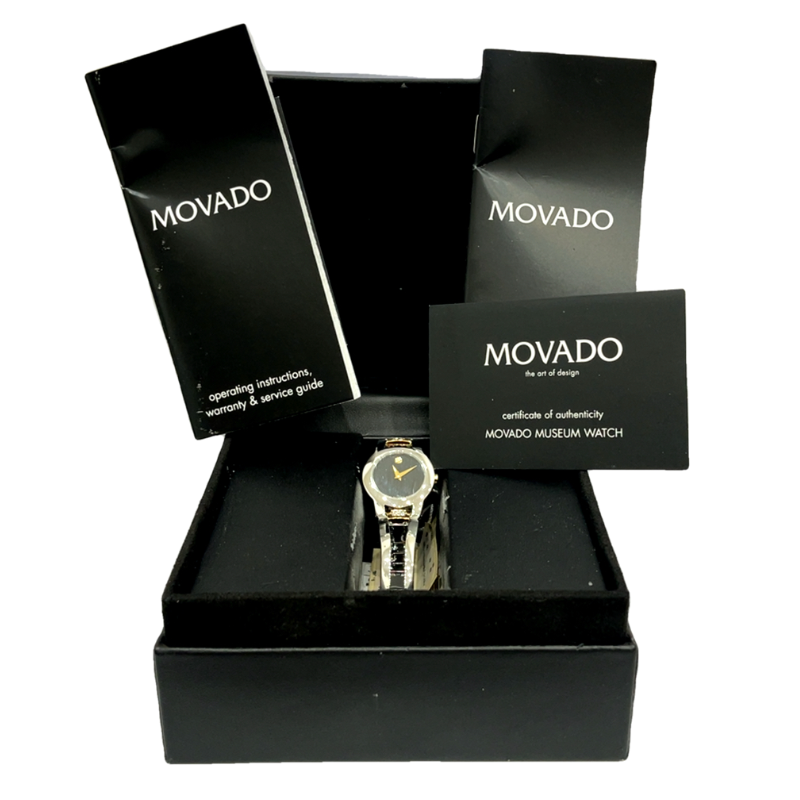 Movado Watch Amorosa Diamond Two-Tone Steel Bangle 81.E4.1842