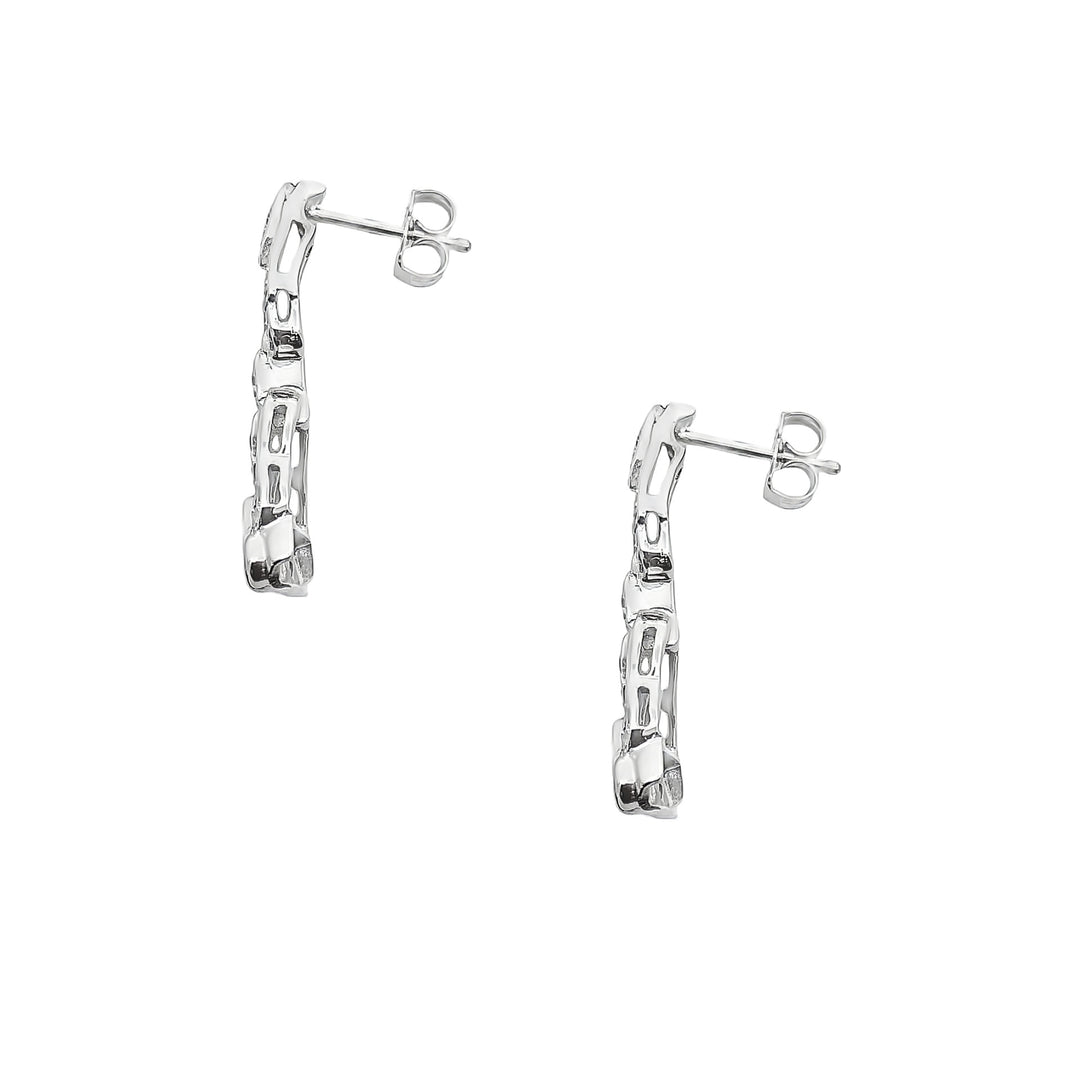 Diamond Dangle Stud Earrings 14K White Gold 0.50CT