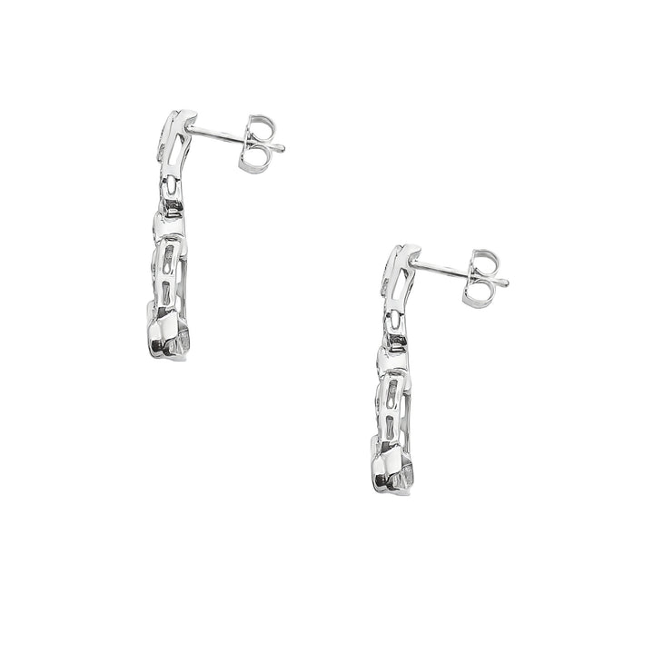 Diamond Dangle Stud Earrings 14K White Gold 0.50CT