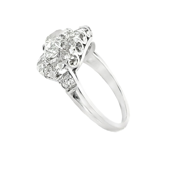 Vintage Diamond Cluster Ring Platinum 2.77CT