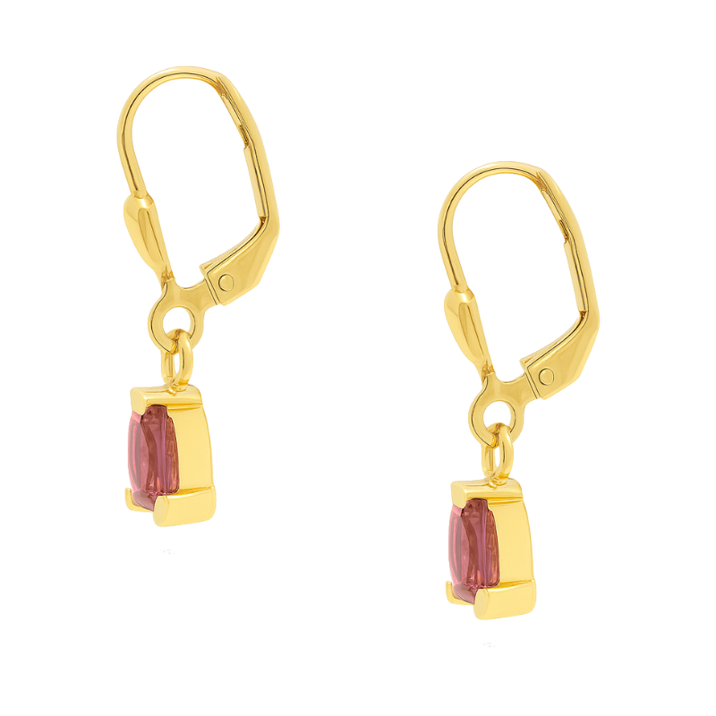 Pink Tourmaline Dangle Earrings 14K Yellow Gold 1.56CTW