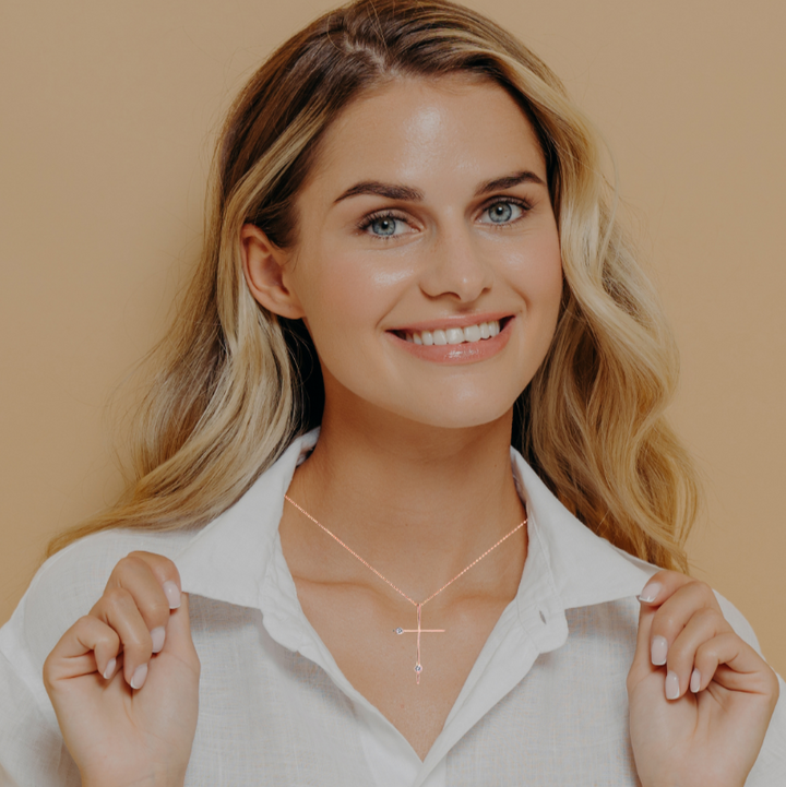 Diamond Cross Pendant 14K Rose Gold .18CTW