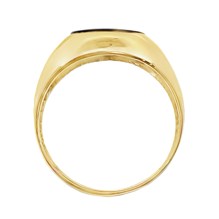 Classic Onyx Mens Ring 10K Yellow Gold